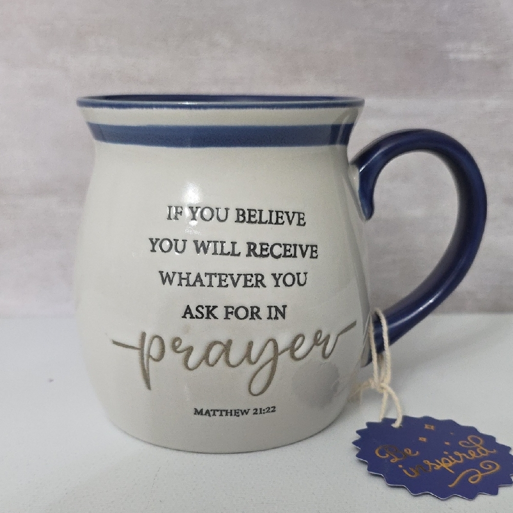 ⭐️Scripture Collection Inspirational Blue and White Mug, NWT